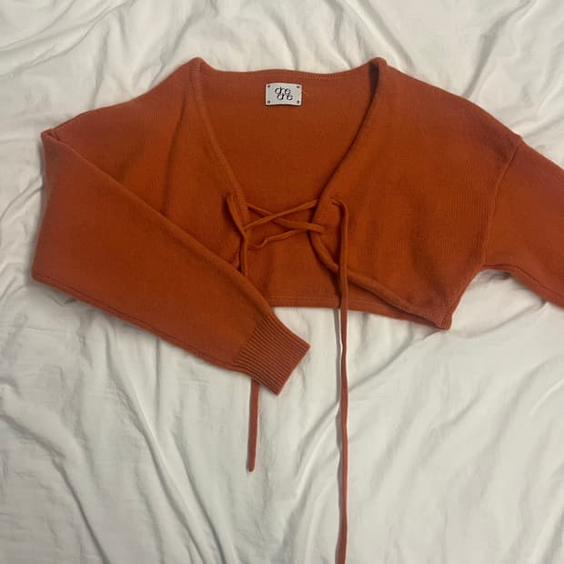 Dhedhe 오렌지 크롭 가디건