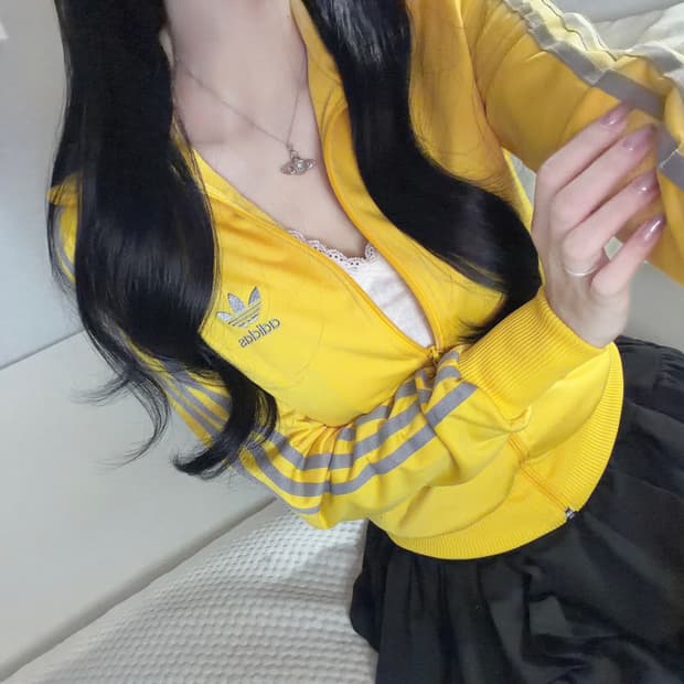 아디다스 옐로우 실버라인 파이어버드 져지 85