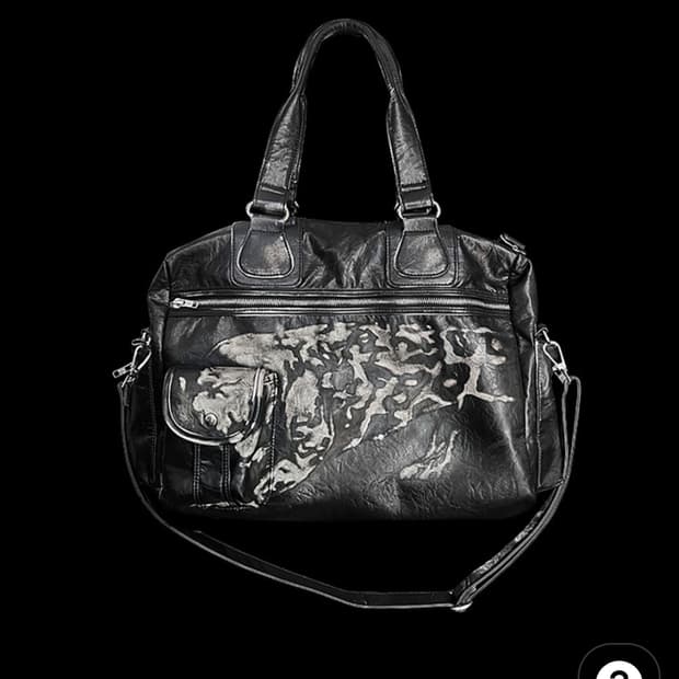 Vintage Black Hand-painted Leather bag