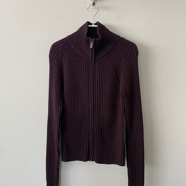 vintage merino wool zip-up cardigan