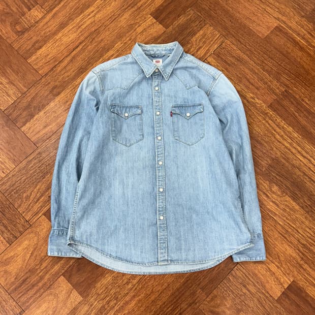 L 리바이스 스탠다드 연청 데님 웨스턴 남방 셔츠 
