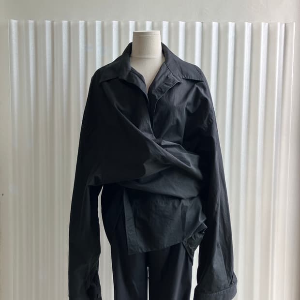 [34] Balenciaga 랩 포플린 코튼 셔츠 블랙
