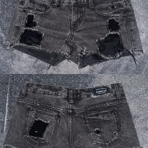 Ash black denim shorts