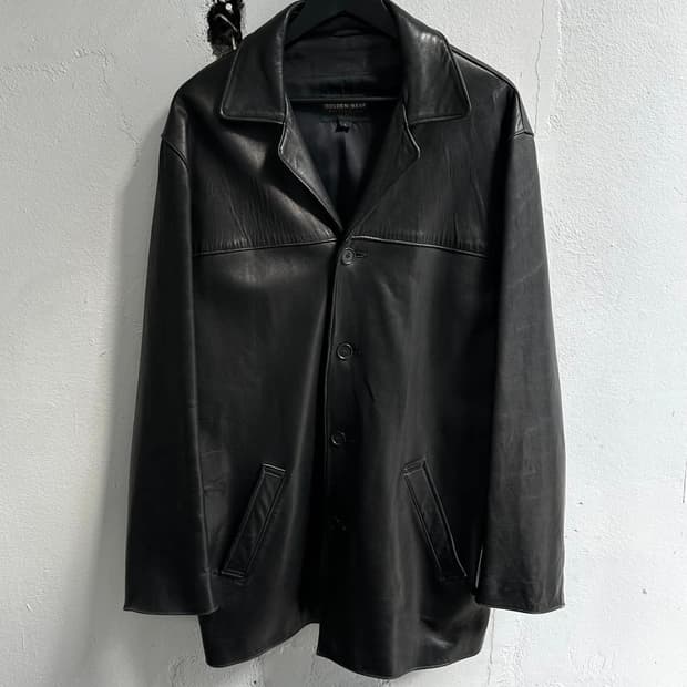 L)90‘s USA made  골든베어 레더 코트 오버사이즈 코트 카코트