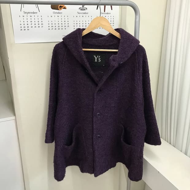 요지야마모토 모헤어 후드 코트