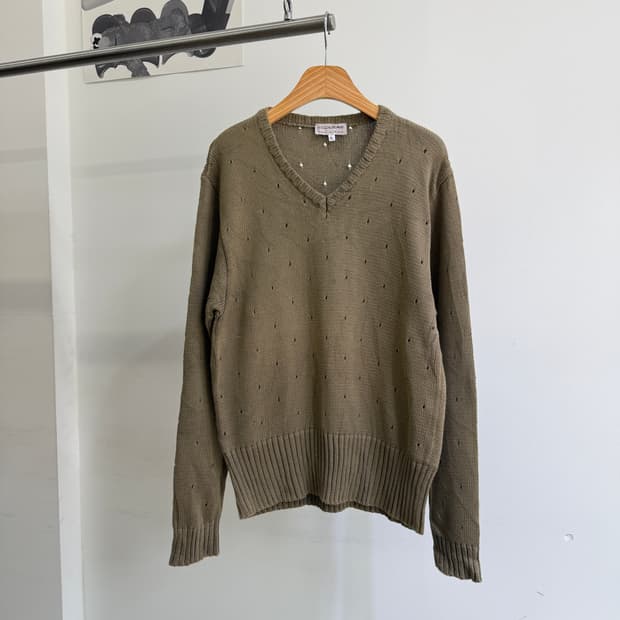 빈티지 KRIZIA UOMO (Made in Italy)펀칭 코튼 니트