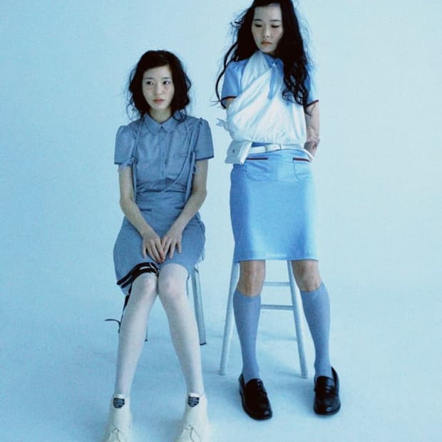샵페어리 메쉬 리본 스커트 스카이블루