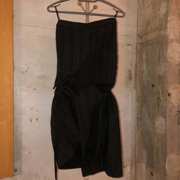Stripe Layered Asymmetric String Skirt