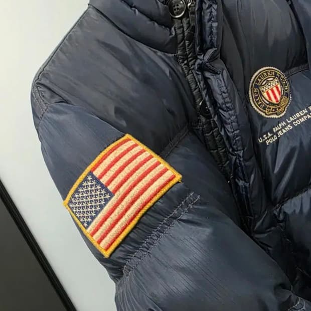 폴로 성조기 방패패치 패딩 L