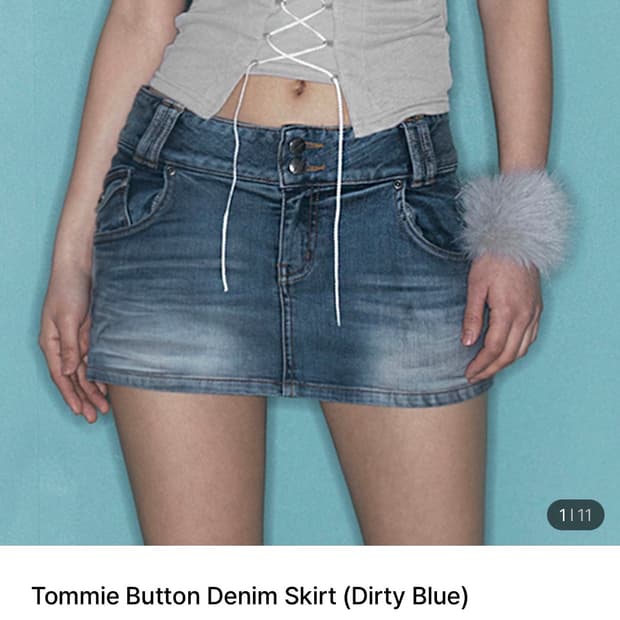 Tommie Button Denim skirt (Dirty Blue)