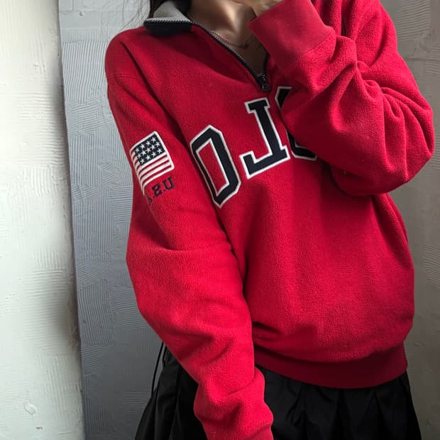 Polo 폴로 랄프로렌 신형 POLO 아치로고 레드컬러 플리스