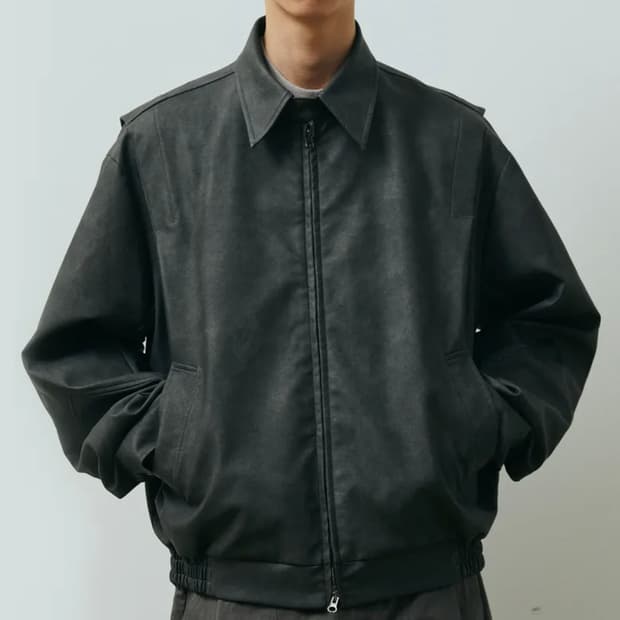 퍼플릭피겨 에코 레더 베이포트 자켓_그레이