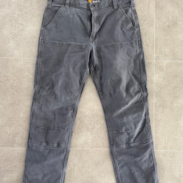 칼하트 릴랙스드 핏 워시드 덕 더블 프론트 워크 팬츠