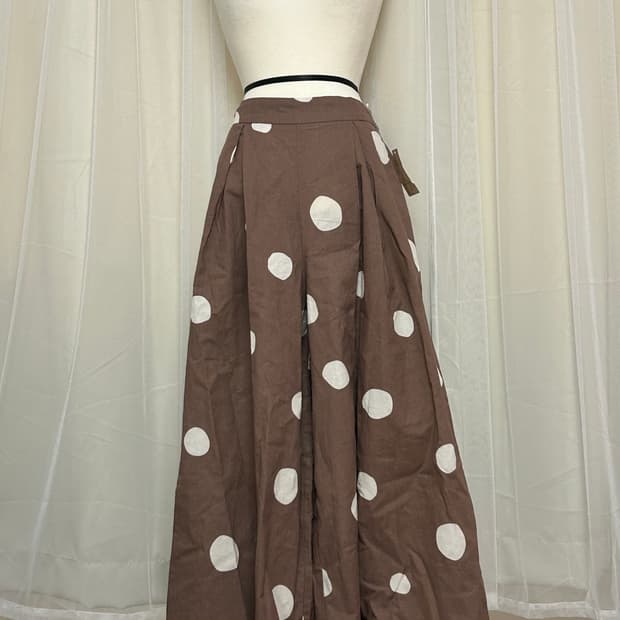 Samansa mos2 브라운 도트 와이드 팬츠