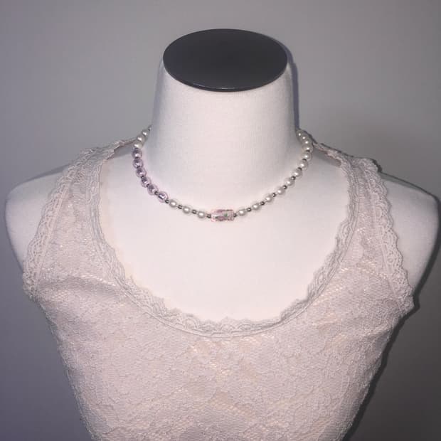 viburnum shop 오리엔탈 장미 목걸이(화이트/핑크)