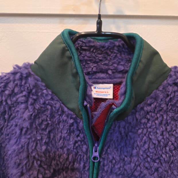 챔피온 여성 퍼플/그린 롱 후리스 L