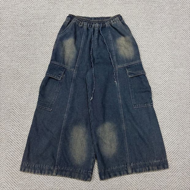 워싱 데님 카고팬츠 v4715