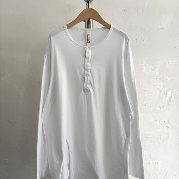 Yohji Yamamoto 요지야마모토 화이트 헨리넥 롱슬리브