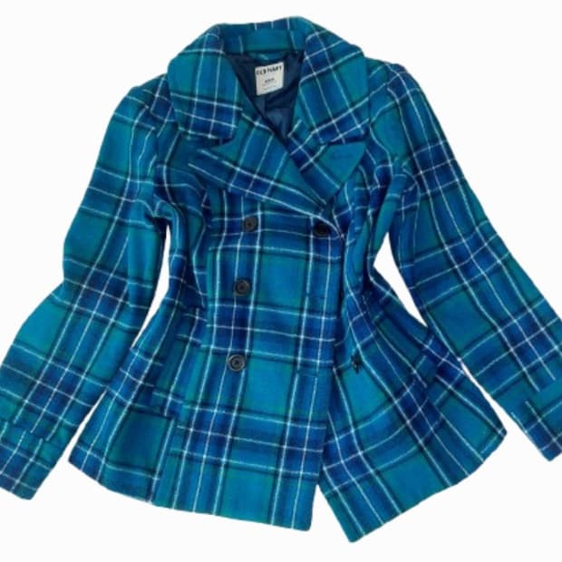 모리걸 너드 하구미 파랑 청록  체크 올드네이비 코트 더블코트 숏코트