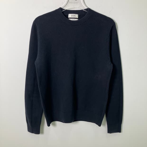 코스 네이비 코튼 크루넥 니트 스웨터 S