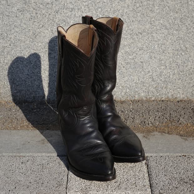 90s Justin 차심 가죽 웨스턴 부츠