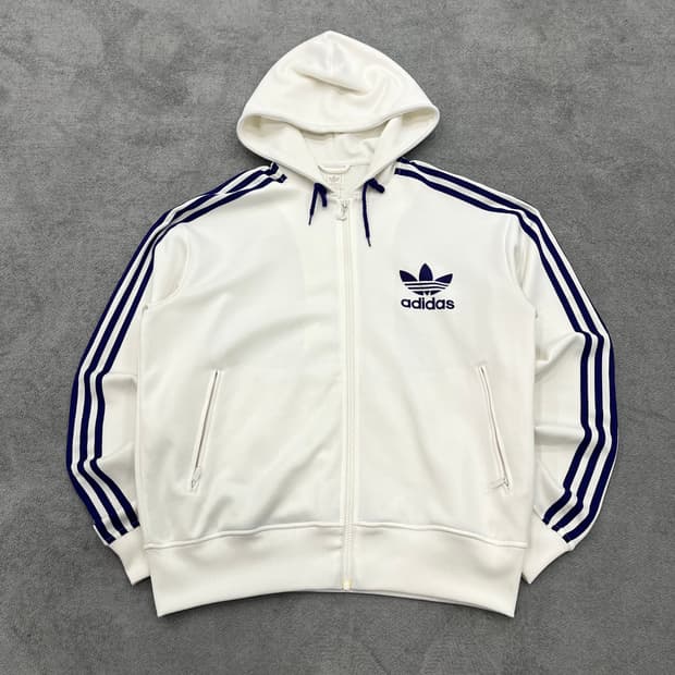 115 아디다스 대장 화이트 퍼플 파이어버드 후드 트랙탑