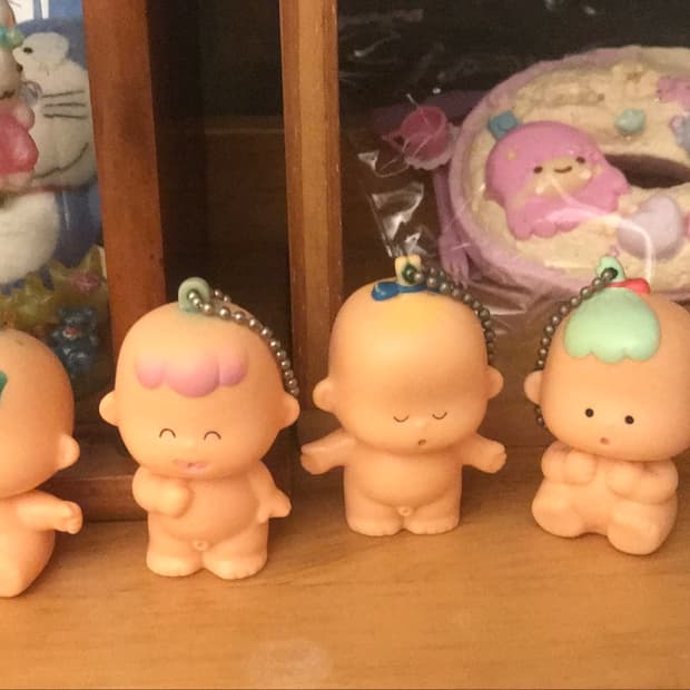 초초레어! 일본 고전 아기 천사 피규어 키링 인형 세트