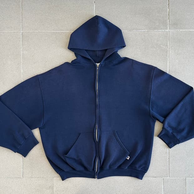 00s 빈티지 러셀 후드집업 네이비 XL