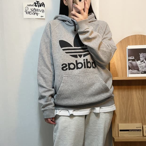 [정품] 아디다스 그레이 빅 트레포일 후드티 [ 105 ]