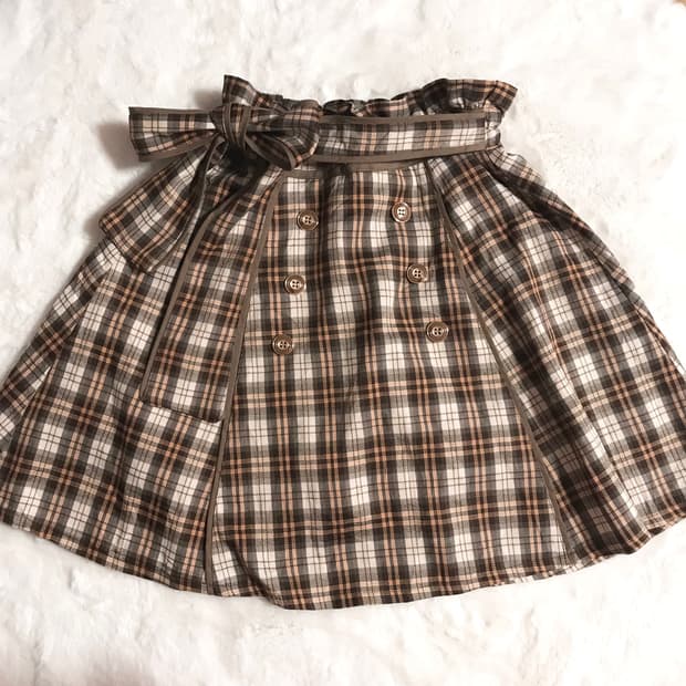 라떼갸루 체크 리본 미니스커트 빈티지 초코맛 히메갸루 너드 엑시즈팜