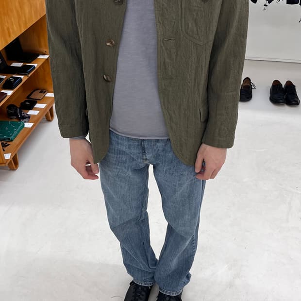 이세이미야케 맨 3버튼 그린 스트라이프 자켓