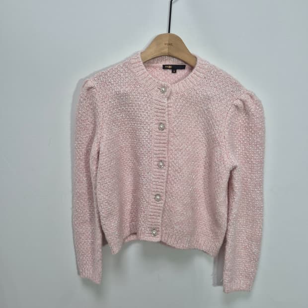 maje 마쥬 트위드 핑크 가디건