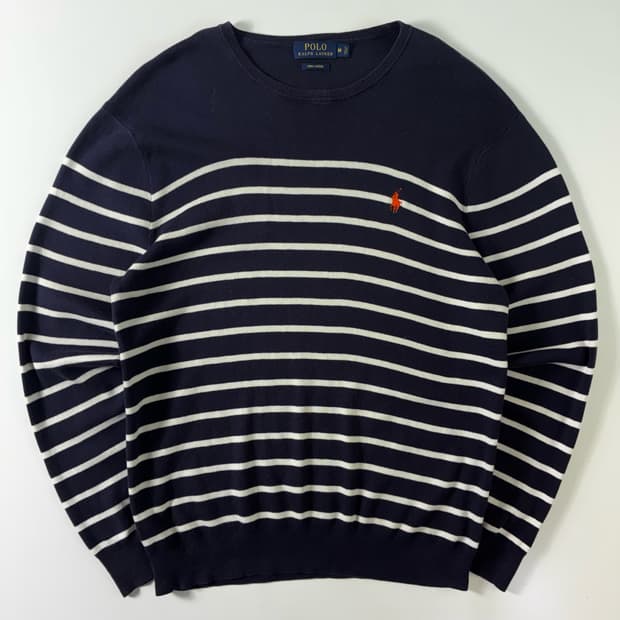 Polo  폴로 랄프로렌 자수 피마코튼 네이비 스트라이프 니트  