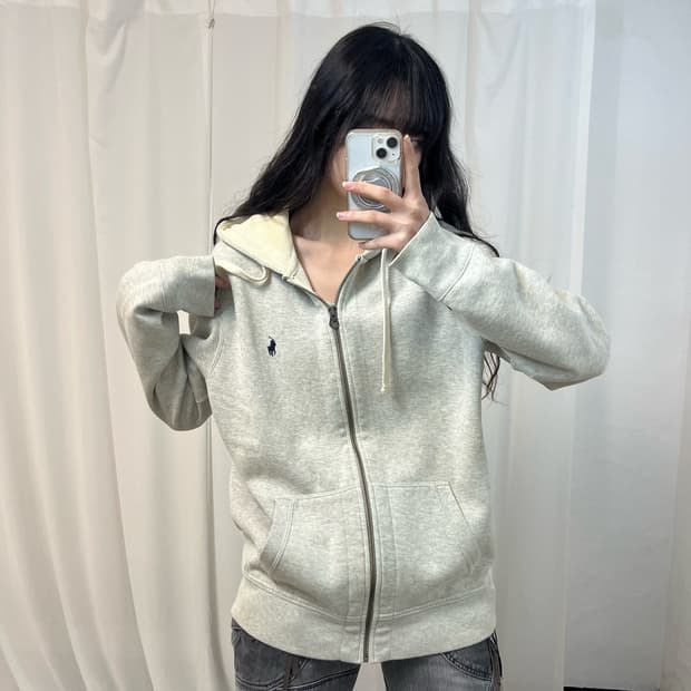 Polo Melange Grey Thermal Hood zip-up