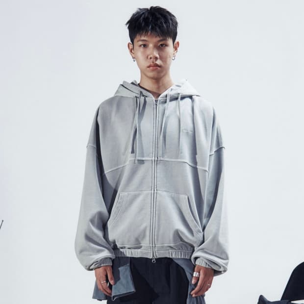 DEV:7 GARMENT DYE DOUBLE HOODIE ZIP UP