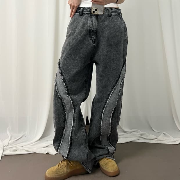 Gray denim pants