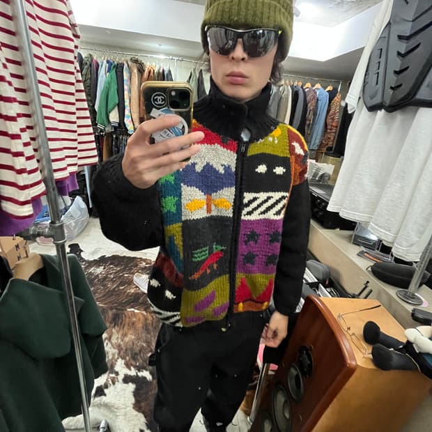 80s VINTAGE KNIT ZIP-UP