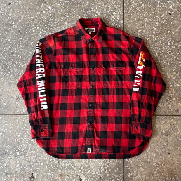 베이프 타이거 체크 플란넬 셔츠 M