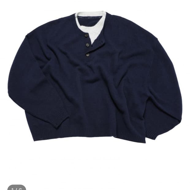 [M]케시미어 크롭 니트 네이비