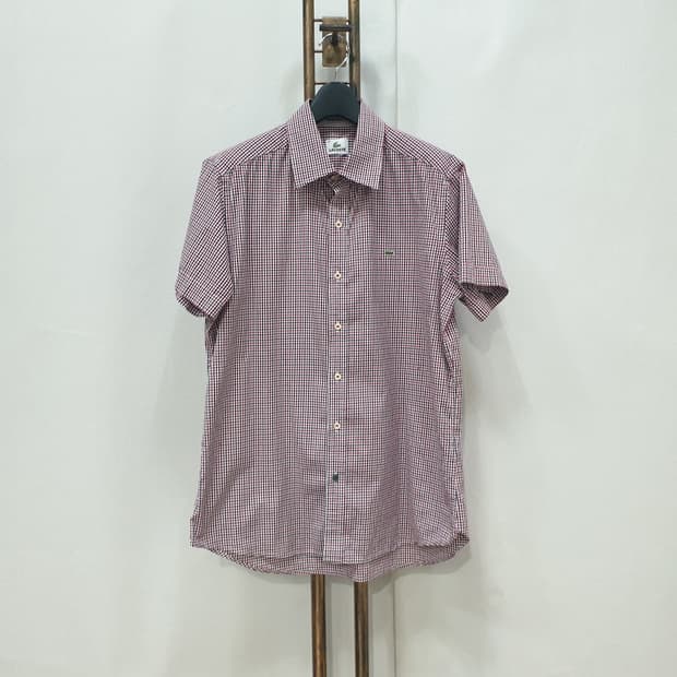 라코스테 깅엄체크 스판 반팔 셔츠 105