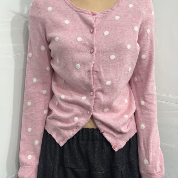 talbots pink dot cardigan