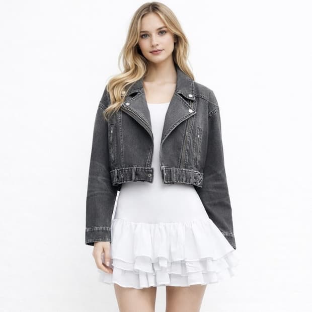 자라 데님 바이커 자켓