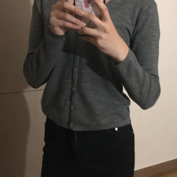 브이넥 가디건 그레이