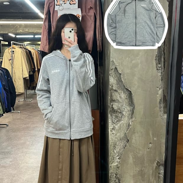 아디다스 후드집업 그레이 L #csz3038