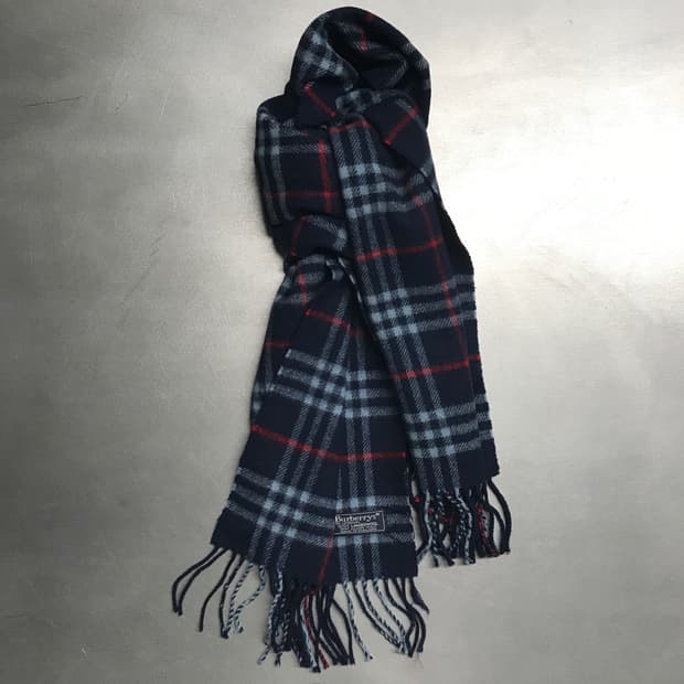버버리 정품 램스울 머플러 네이비