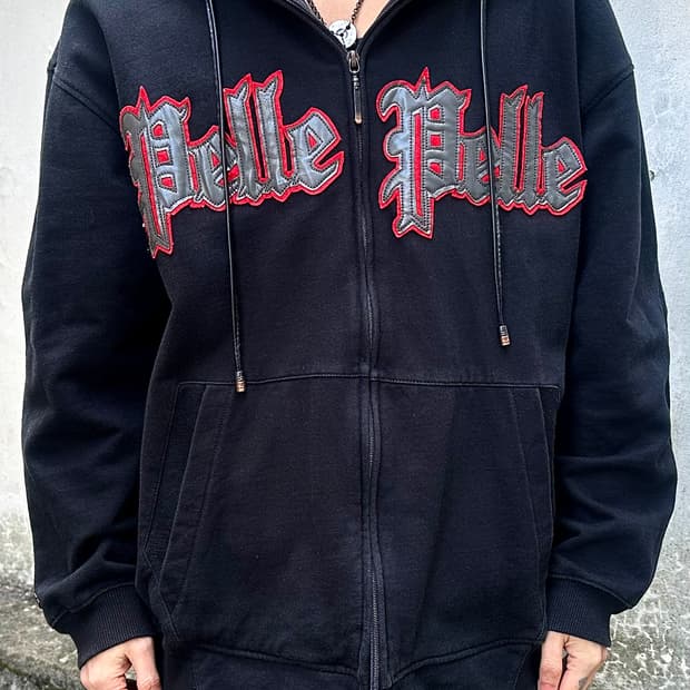 펠레펠레 90‘s 로고 레더패치 헤비스웨트 후드집업 xl