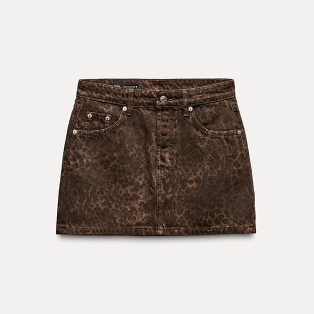 ZARA 애니멀 프린트 스커트 딥 브라운 M