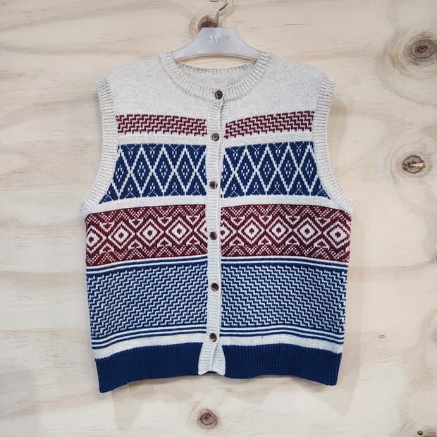 1053) 패턴 니트 조끼 베스트