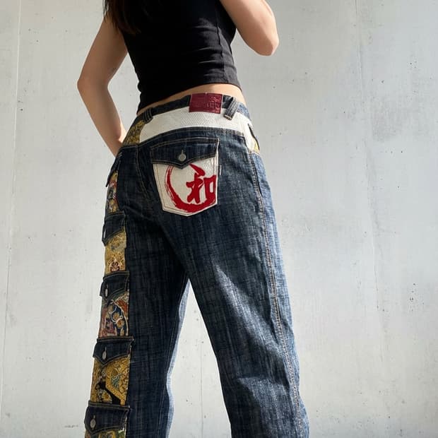 주비나일 델링퀀트 기모노 패치워크 데님