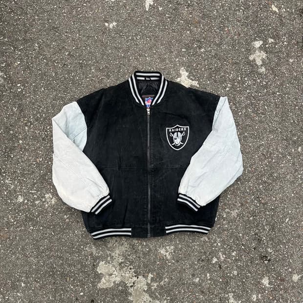 빈티지 00s 로스엔젤레스 레이더스 가죽 바시티 자켓 
